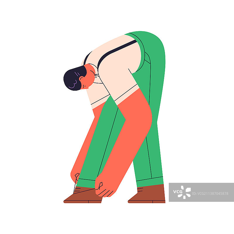 男人系鞋带：站立弯腰的人图片素材