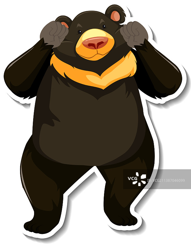 亚洲黑熊动物卡通贴纸图片素材