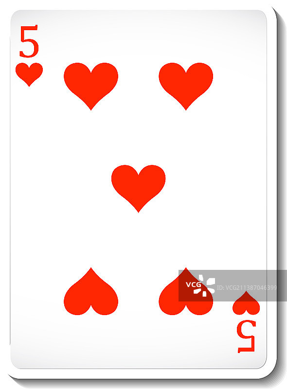 孤立的红桃五扑克牌图片素材