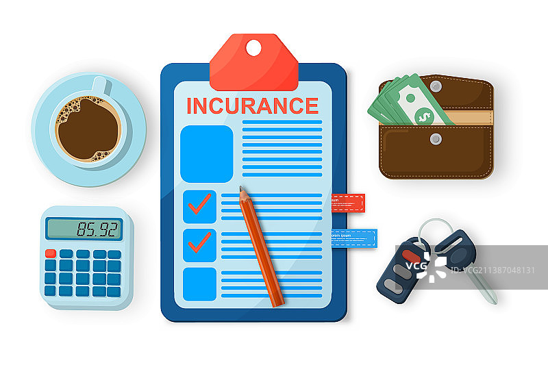 汽车保险单概念图片素材