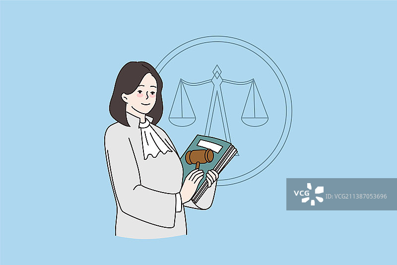 女法官手持宪法和法槌图片素材