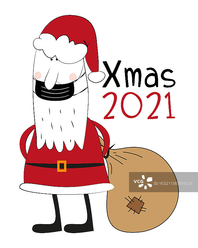 2021年圣诞节 - 戴口罩的圣诞老人图片素材