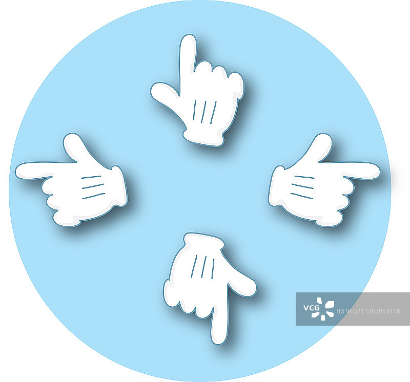 戴白色手套的手指方向图片素材