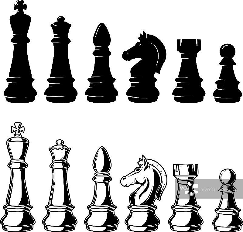 用于logo标签标志的国际象棋组合设计元素图片素材