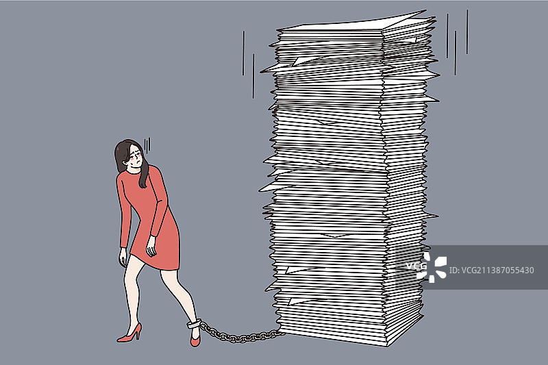 工作量大导致焦虑的女商人图片素材