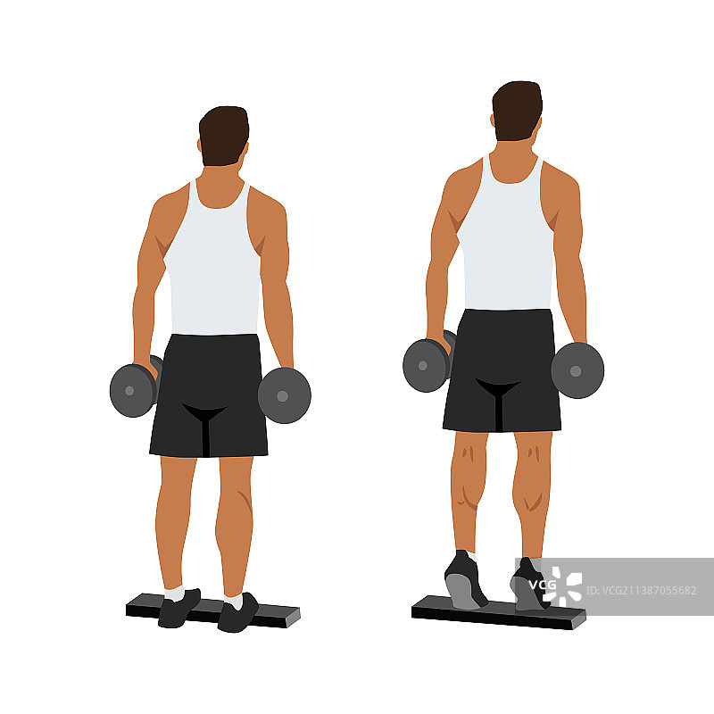 男人做站姿哑铃提踵图片素材