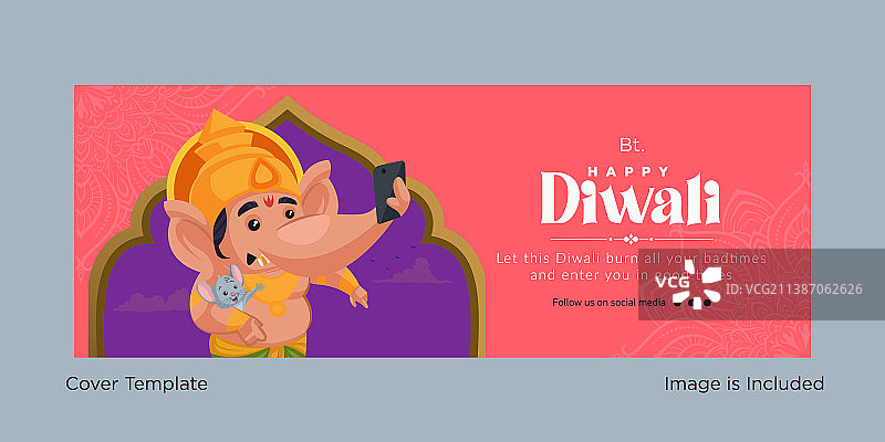 排灯节快乐封面设计图片素材