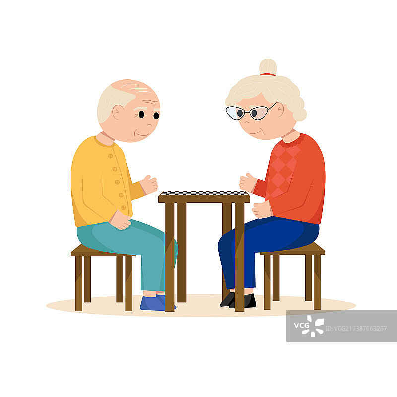 爷爷奶奶下跳棋图片素材
