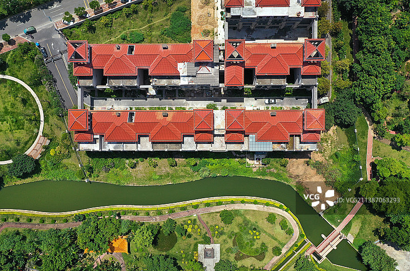 广东省广州市增城区东湖公园蕉石岭森林公园航拍图片素材