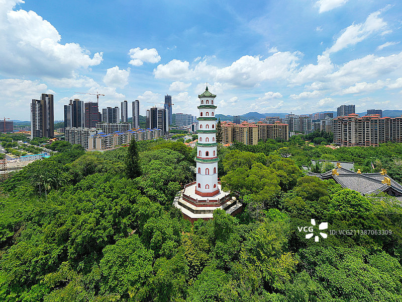 广东省广州市增城区雁塔公园雁塔寺航拍图片素材