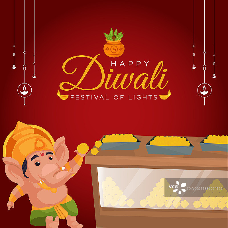 印度排灯节快乐banner设计图片素材