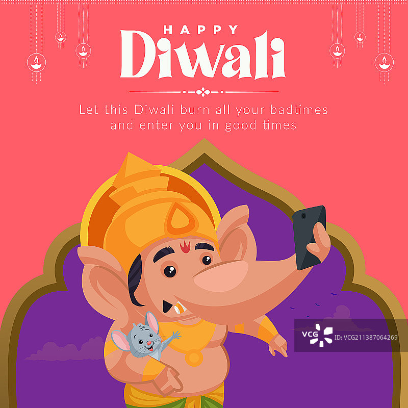 印度排灯节快乐banner设计图片素材