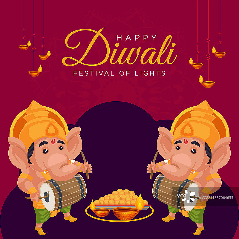 印度排灯节快乐banner设计图片素材