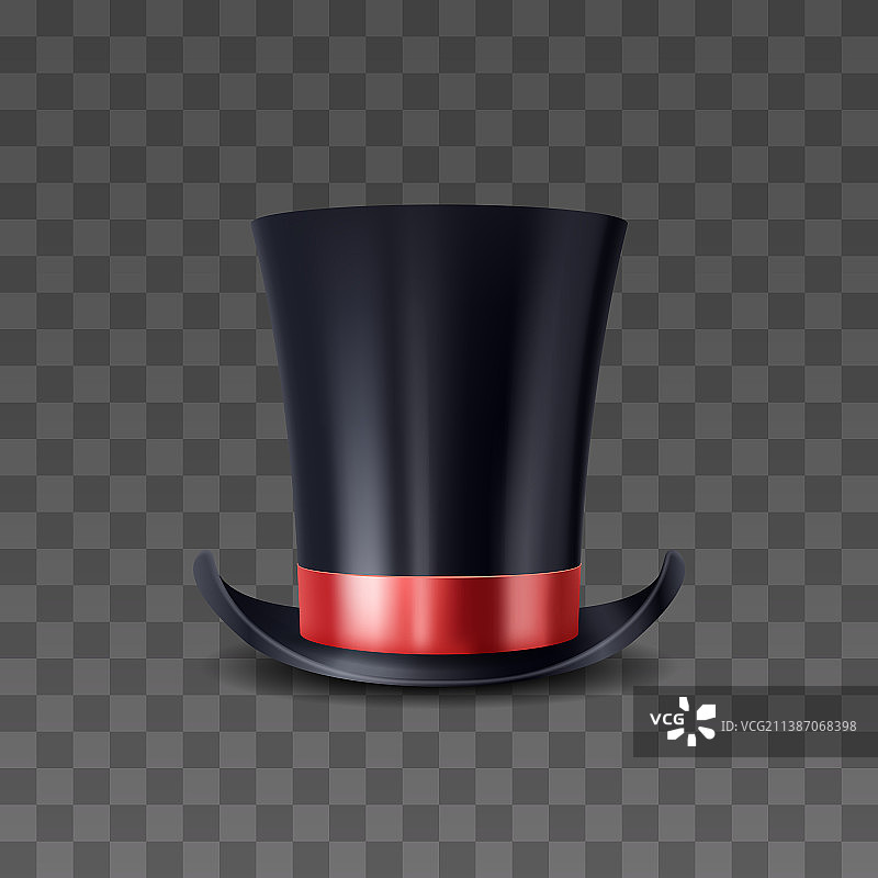 带有红色丝带的3D逼真高帽图片素材