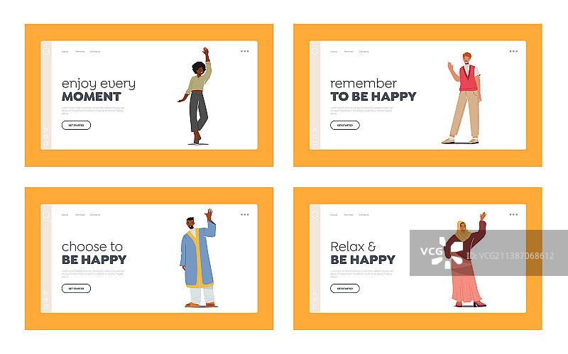 友善的人们着陆页模板图片素材