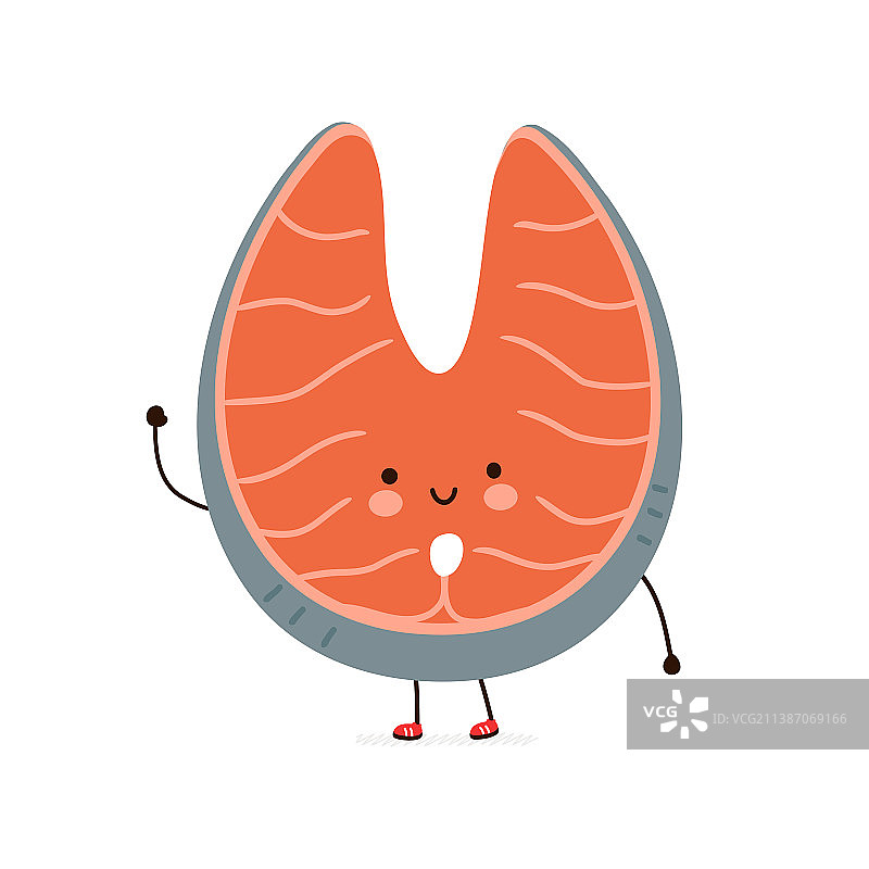 可爱的红色三文鱼卡通形象图片素材