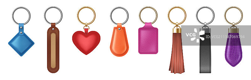 彩色皮革钥匙扣图片素材