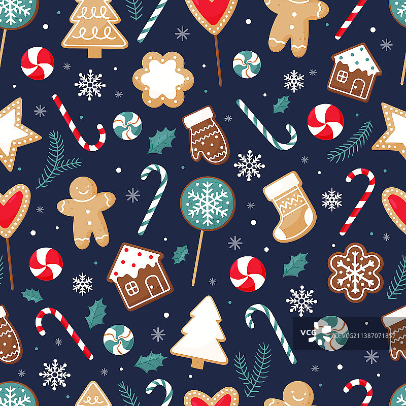 姜饼圣诞节无缝图案图片素材