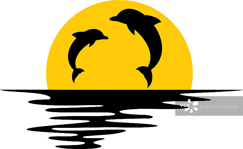 海豚日落色图片素材
