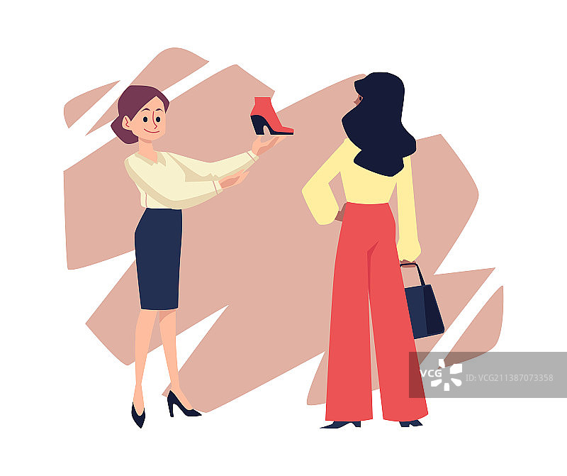 女店员展示踝靴图片素材