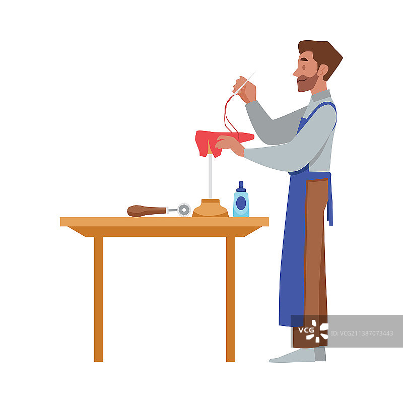 鞋子维修或鞋靴制作工坊工人图片素材