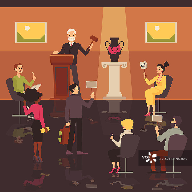 带有人物角色的拍卖竞标banner图片素材