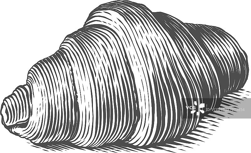 复古手绘雕刻风格可颂图片素材