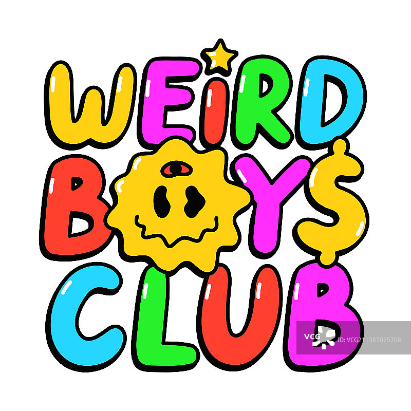 古怪男孩俱乐部标语T恤印花设计图片素材
