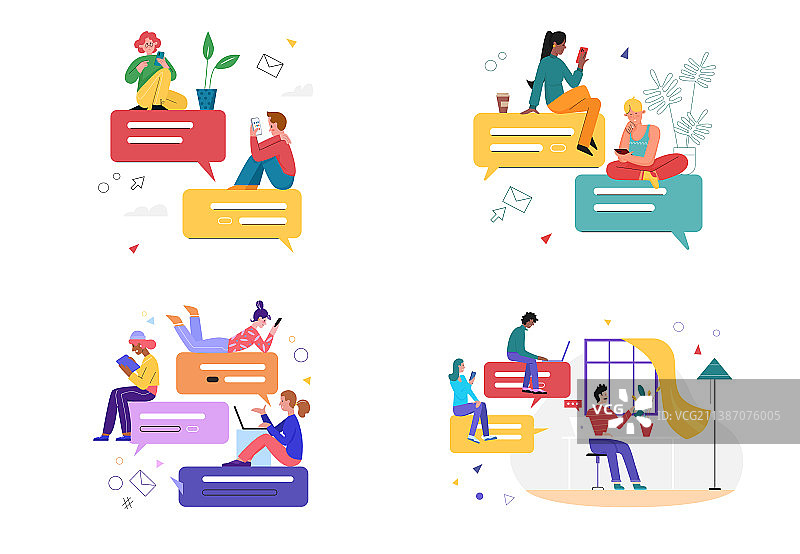 社交媒体中的聊天消息：女人和男人图片素材