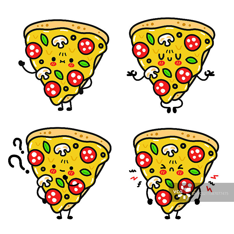 快乐的披萨吉祥物合集图片素材