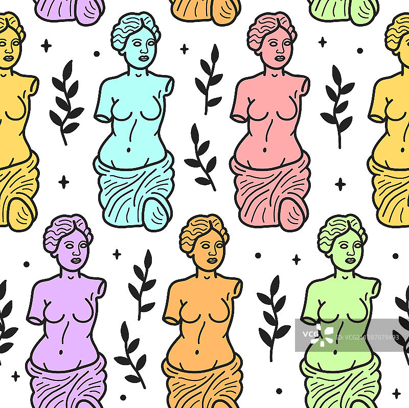 不同颜色的古希腊维纳斯雕像图片素材