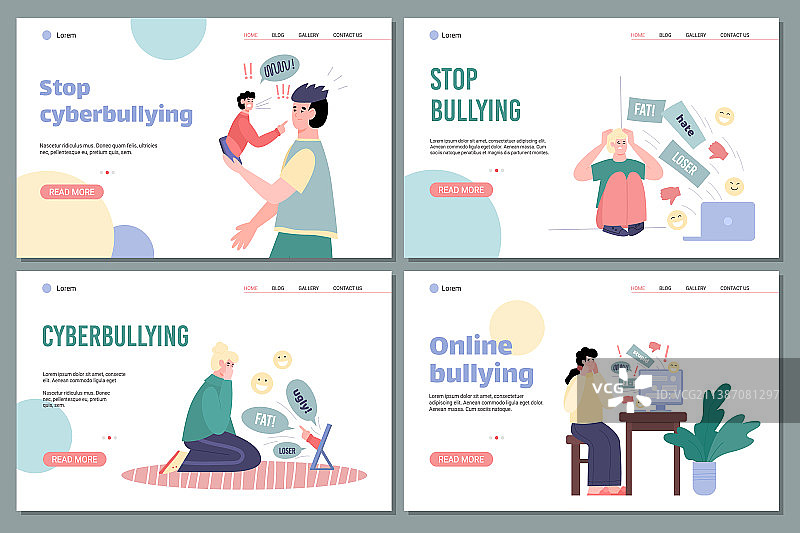 呼吁停止网络欺凌的网页图片素材
