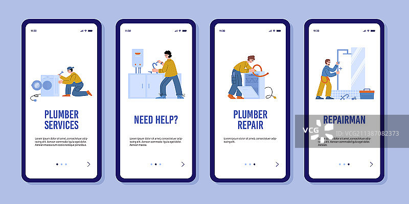 家电和管道安装引导页图片素材