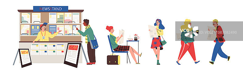 街边报刊亭或书亭扁平风格图片素材