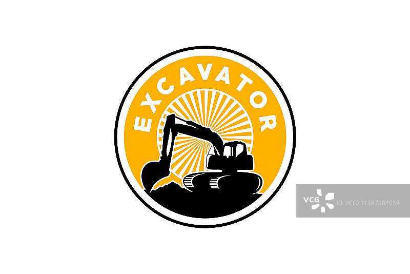 挖掘机标志模板为重型设备标志图片素材