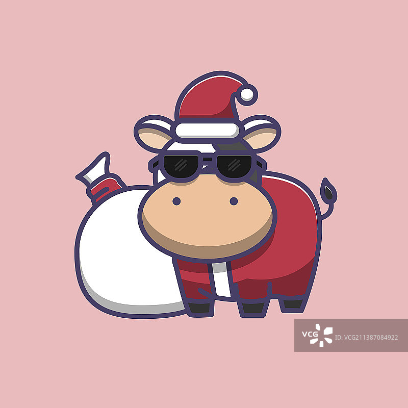 可爱奶牛圣诞老人服装图片素材