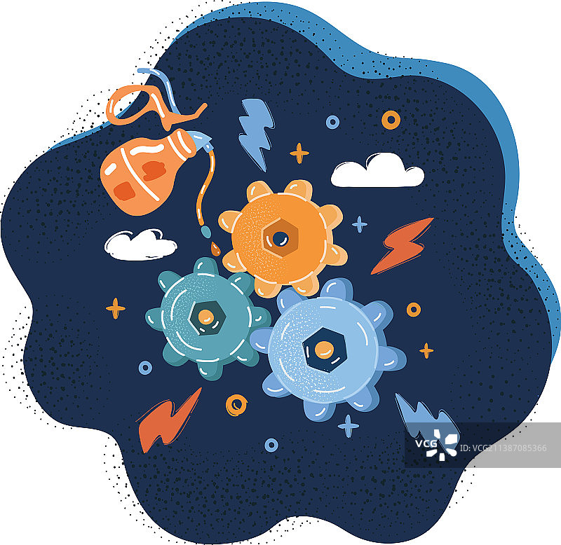 带油的齿轮机构图片素材