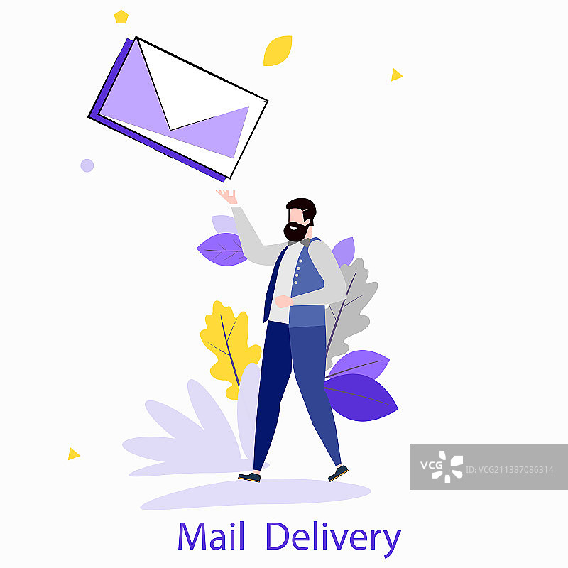 快递邮件投递概念：邮递员图片素材