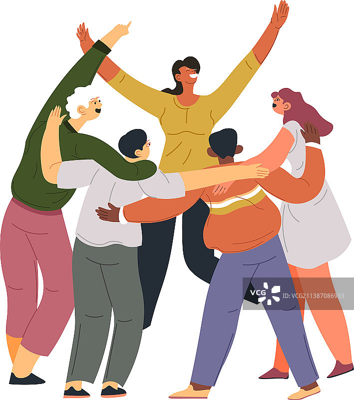 人们庆祝和拥抱快乐的人物图片素材