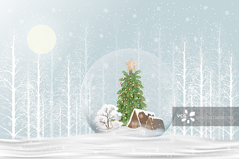 圣诞节礼品雪花球圣诞树图片素材