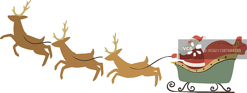 圣诞老人和驯鹿尼古拉斯在雪橇上图片素材