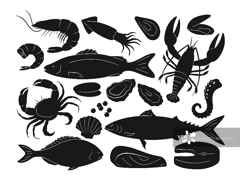 海洋鱼类剪影图片素材