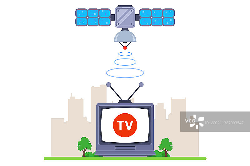 从太空到数字的卫星电视数据传输图片素材