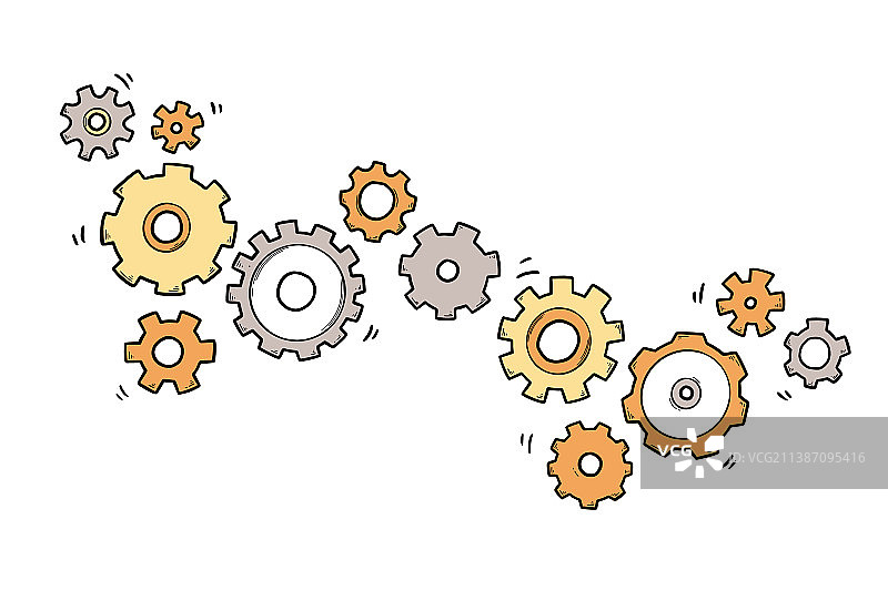 手绘齿轮涂鸦草图图片素材