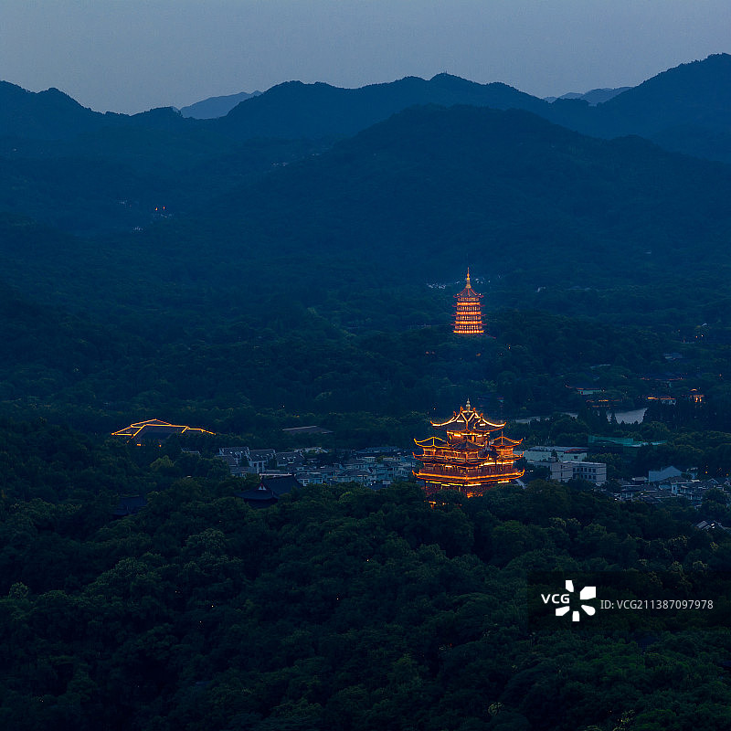 吴山风光夜景图片素材