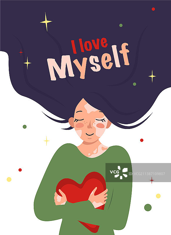 拥有白癜风的长发美女图片素材