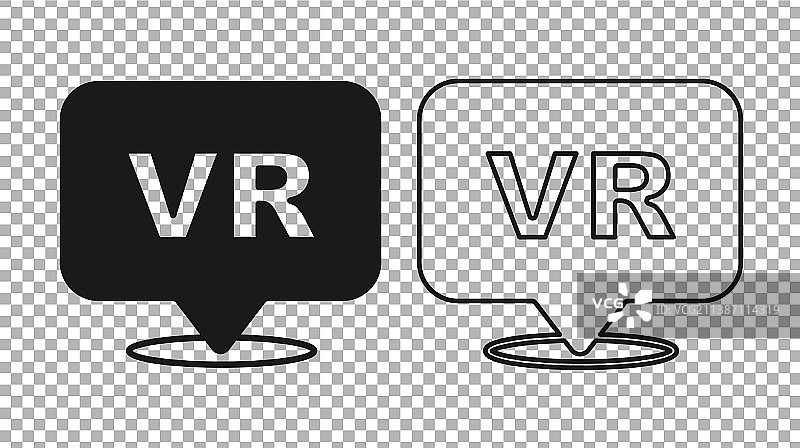 透明背景上的黑色虚拟现实图标图片素材