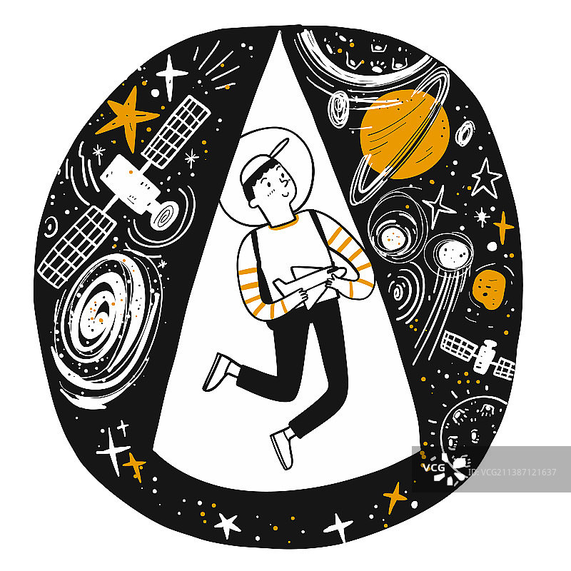 梦想着星星和太空的男孩图片素材