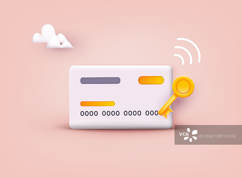 信用卡安全概念3D网页图片素材