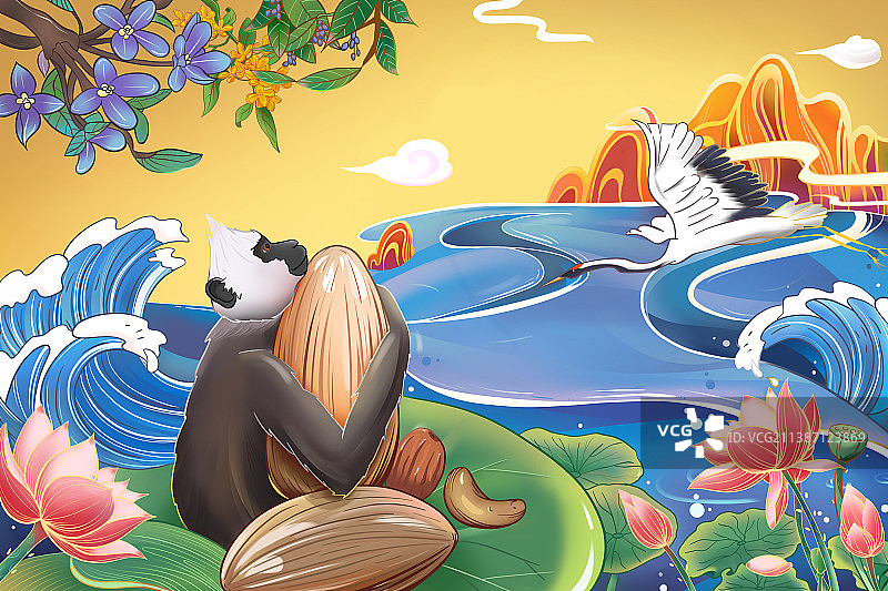 国潮风格插画背景图片素材